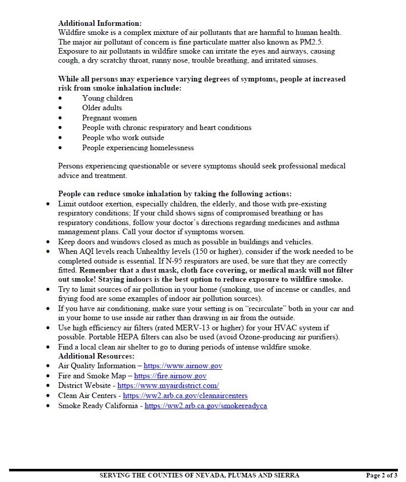 Health Advisory - 2024 Plumas Co Fire Gold Complex (Mill Fire) pg 2