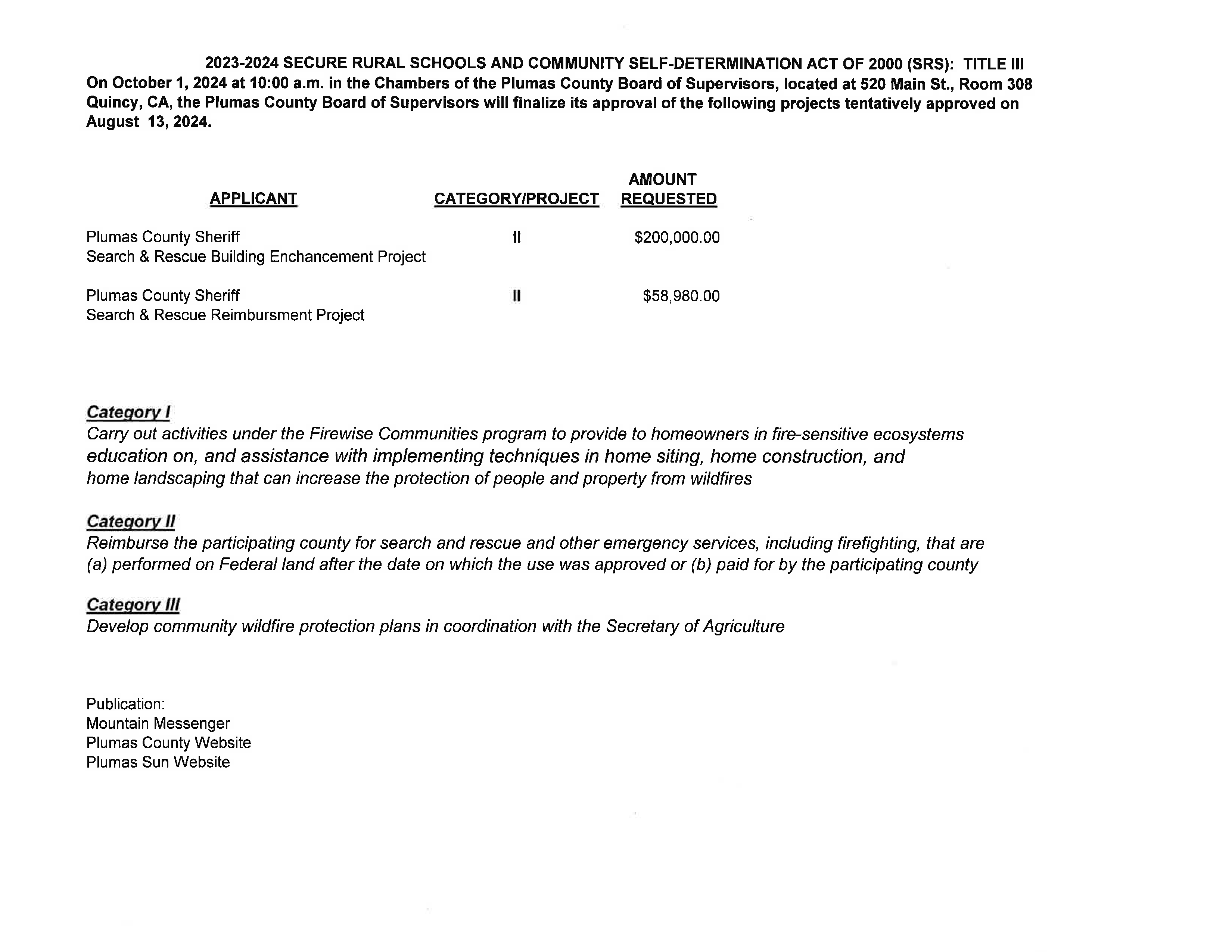 2023-2024 Secure Rural Schools Title III
