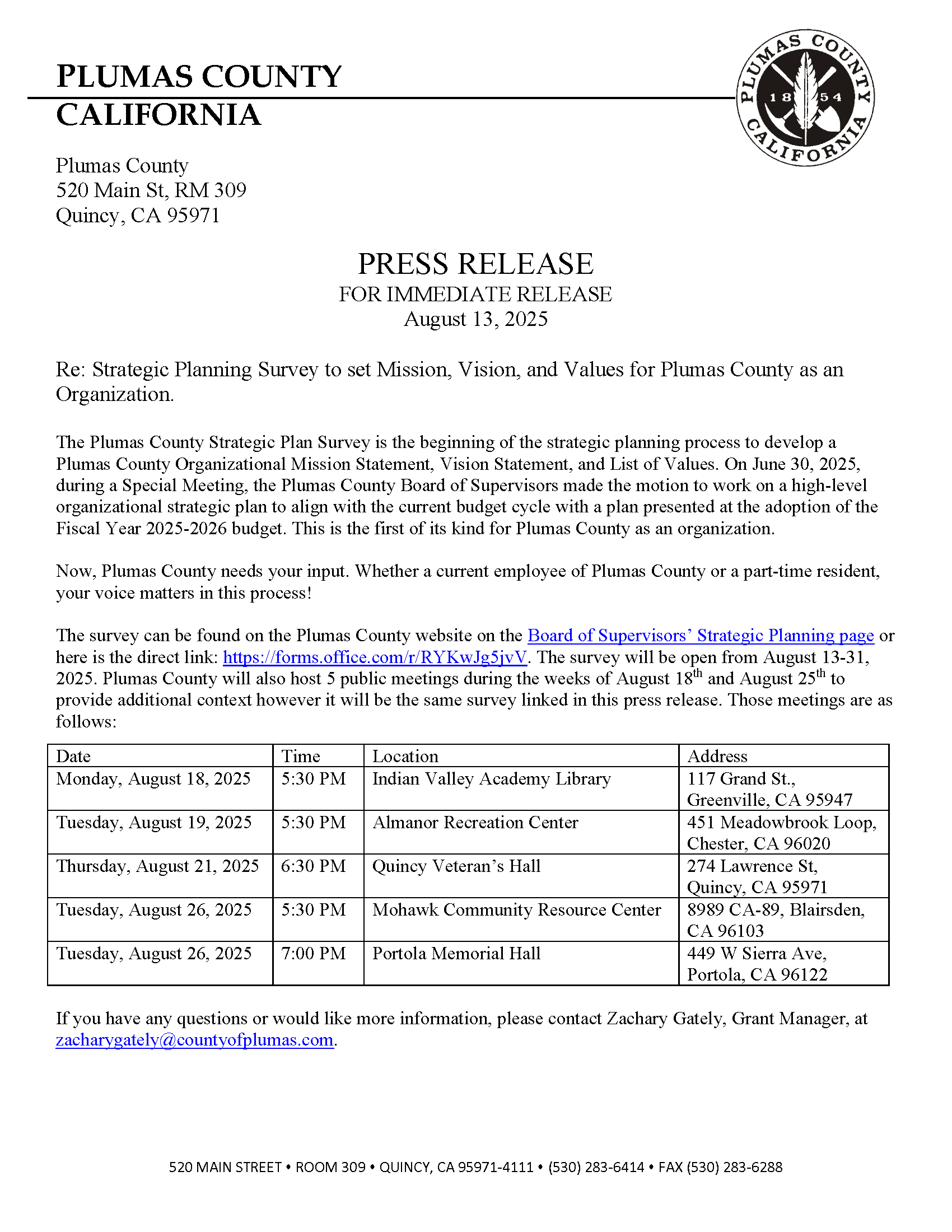 press release strategic planning survey fy26